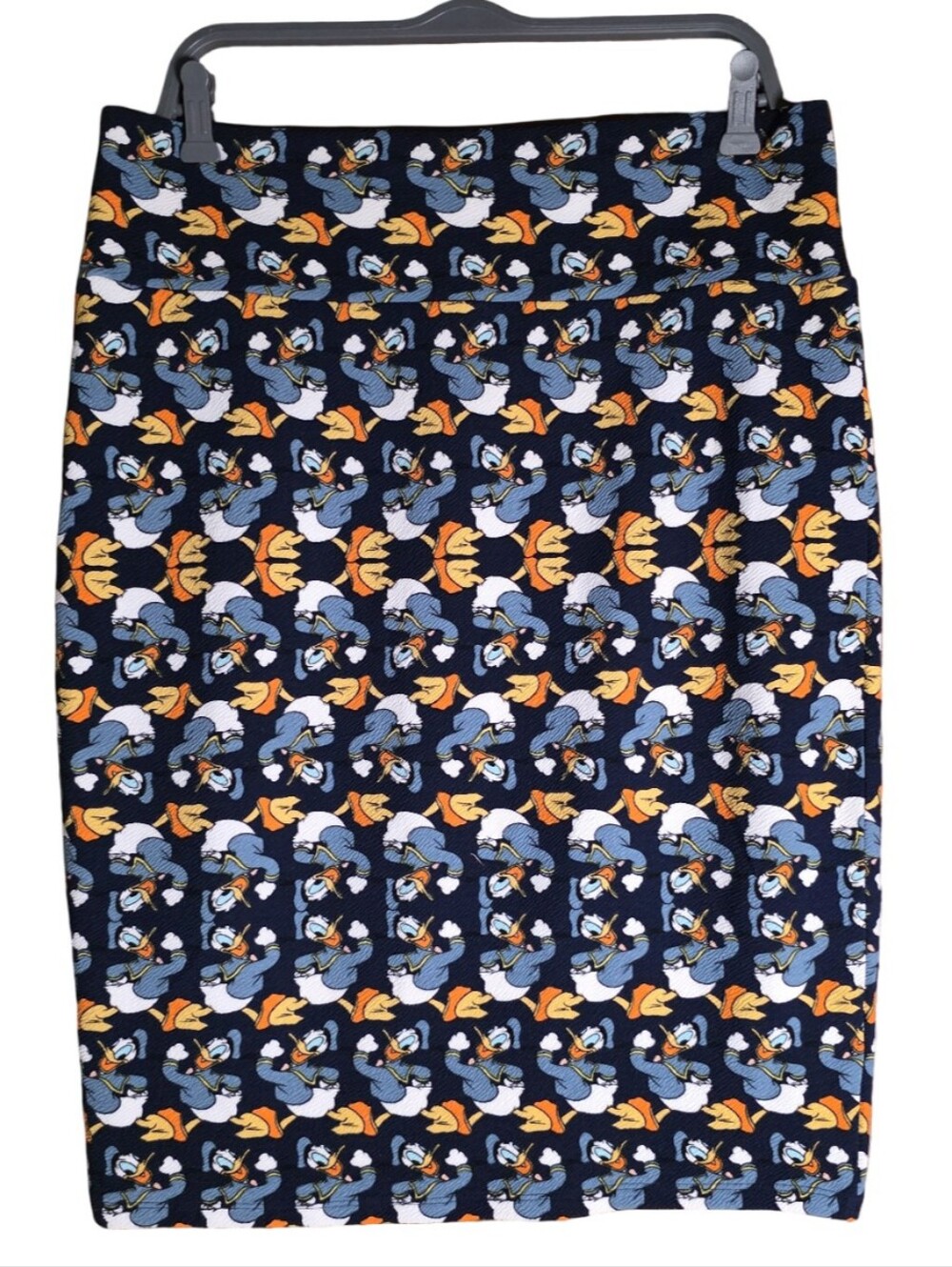 LuLaRoe Disney Donald Duck Cassie Pencil Skirt XL Navy Blue Cartoon Print